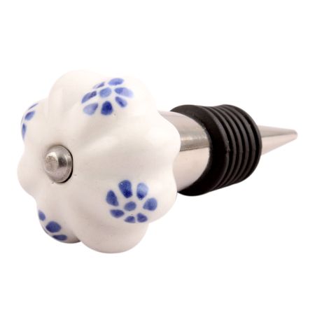 Blue Dahalia Medium Ceramic Wine Stopper